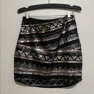 Express Sparkling Black and Silver Mini Skirt